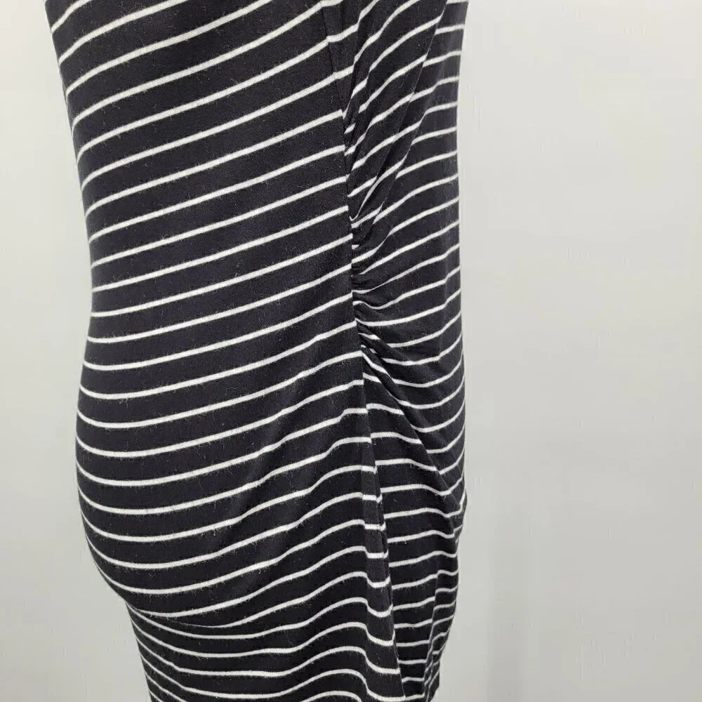 WHBM Ruffle Neckline Black & White Striped Tee - Picture 8 of 11